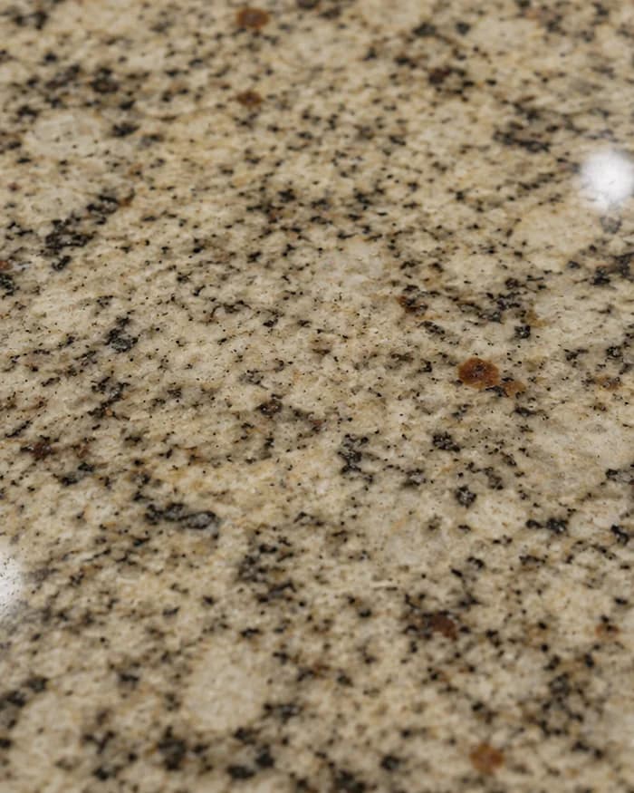 Polished granite island edge after chip repair in Vaughan