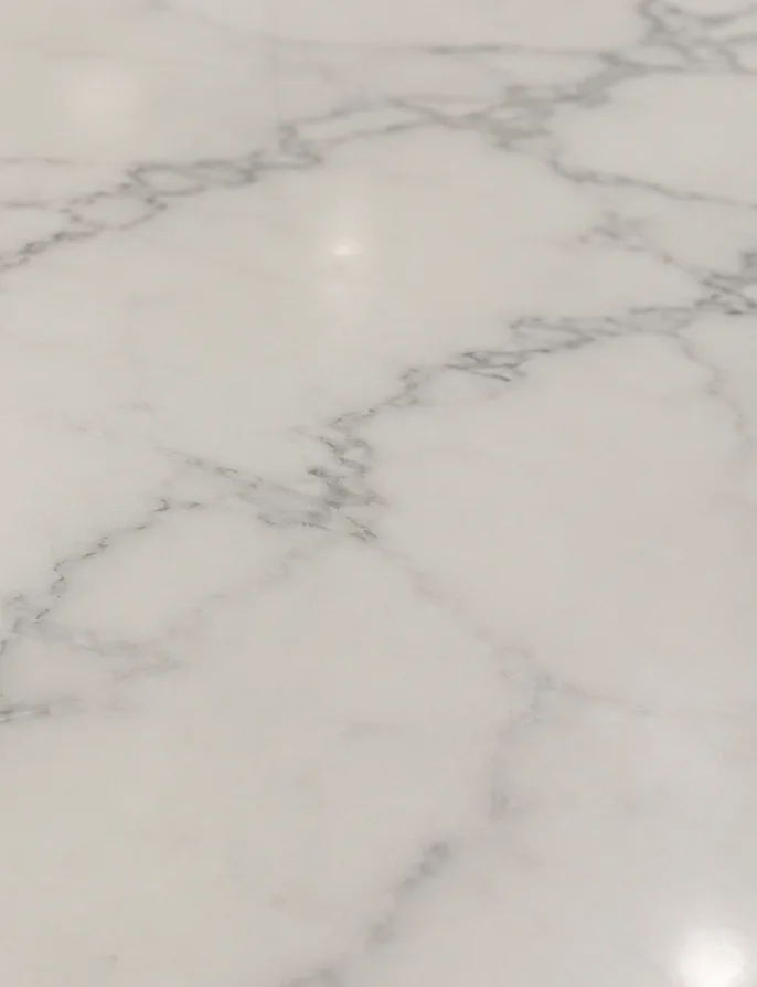 Refilled, level marble countertop seam after repair in Toronto